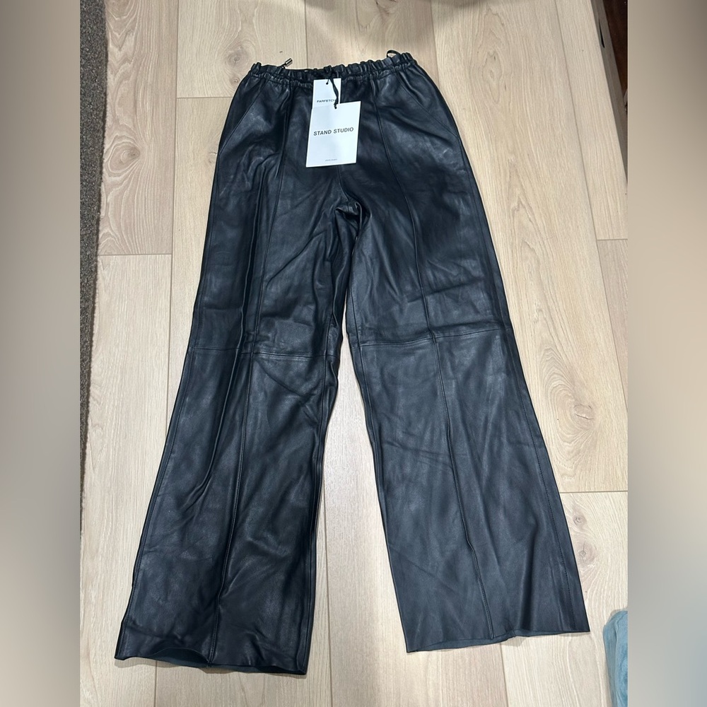 BRAND NEW, NEVER WORN
Stand Studio/FarFetched Lamb Moss Black Leather Pants